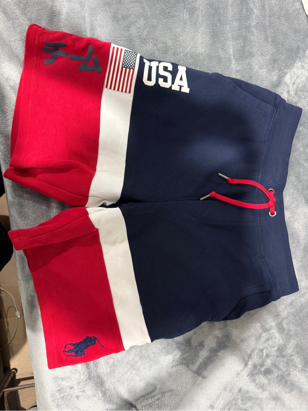 Polo by Ralph Lauren Boys Navy Red White USA Logo Colorblock Shorts